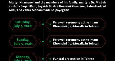 Details of the farewell, funeral & burial Ceremonies of Martyred Mujahid Imam Khamenei (may his Soul be Sanctified)